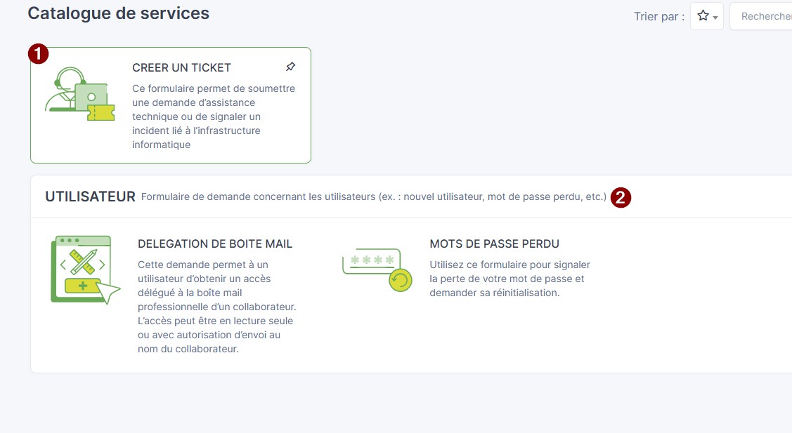 Liste Catalogue de Services