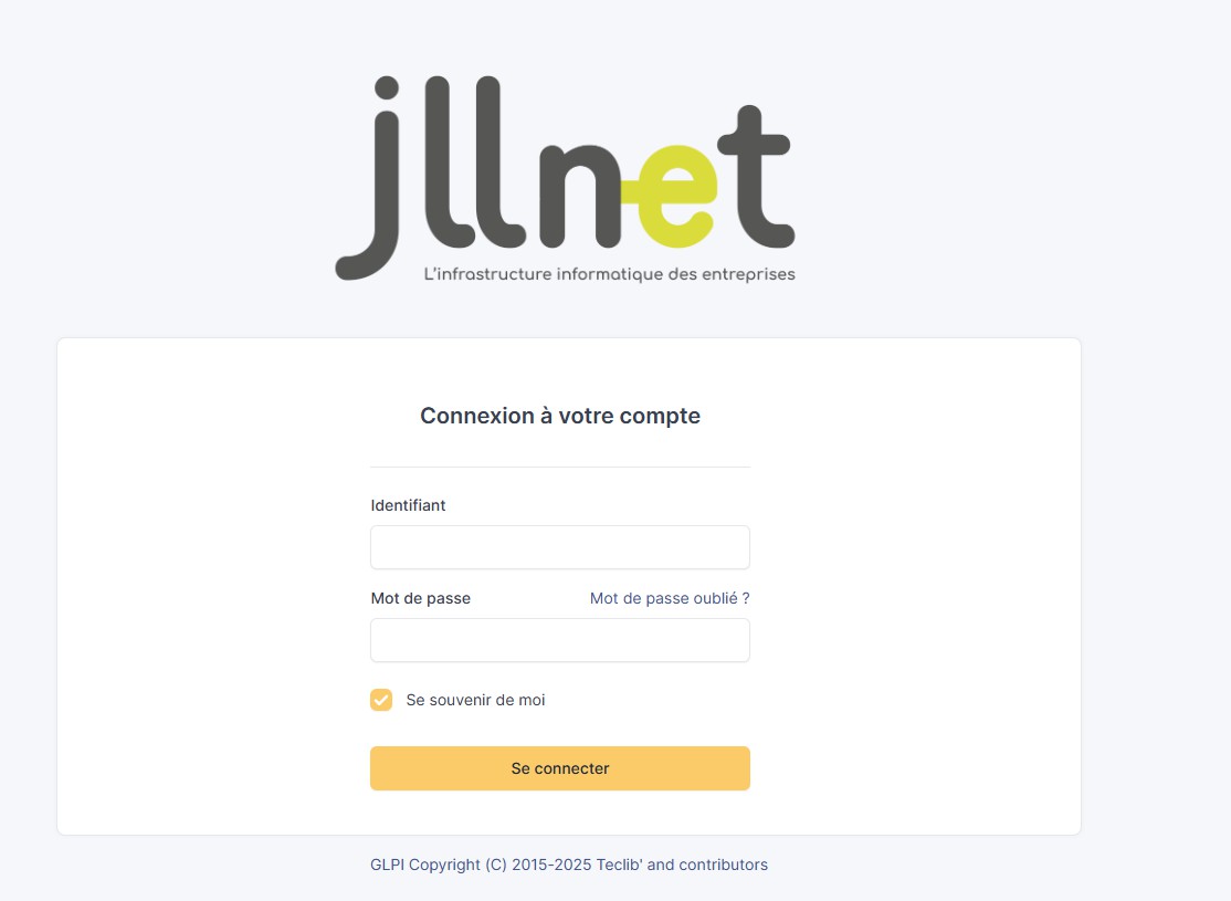 Page de connexion Support
